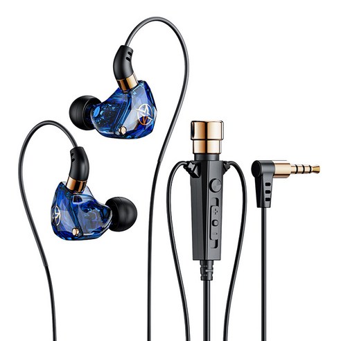 DFMEI 신모델 K노래 이어폰 생방송 노래 녹음 전용 모니터 헤드셋 캐스터, 1.2 미터 파란색
