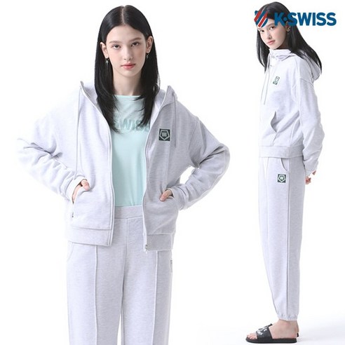 [케이스위스K-SWISS] 55주년 그린 박스로고 헤리티지 백프린팅 후드집업