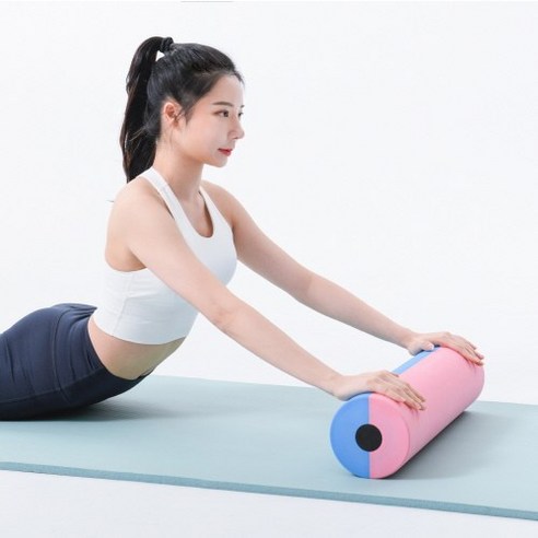 큐잉 필라테스 요가 EVA 폼롤러, 핑크 + 스카이블루, 1개