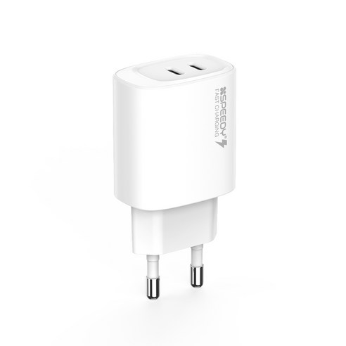 스피디 25W PD C타입 2포트 고속 멀티 충전기, 화이트, 1개
