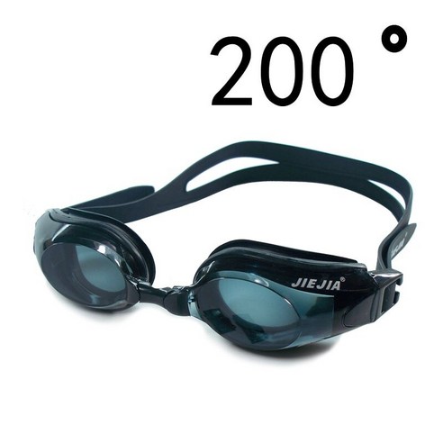 안개 방지 및 방수 근시 수영 용 수영 고글, 블랙200도