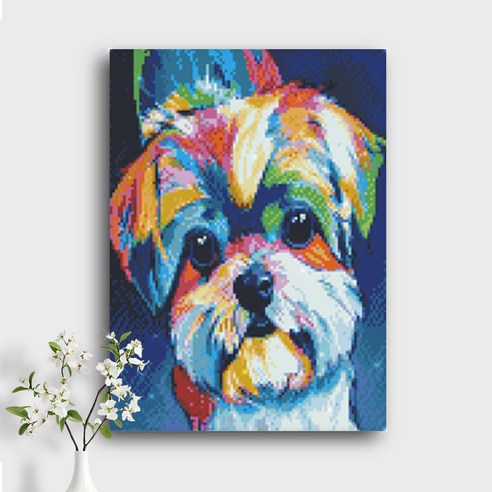 오늘의오브제 DIY 보석십자수 캔버스형 40x30cm, A3_15_COLORFUL DOG 3, 1개