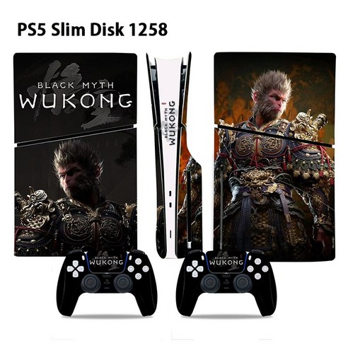 PS5 / PS5 Slim 검은신화 오공 스티커 콘솔 + 컨트롤러 스티커, 1세트, PS5 Slim Disk 1258