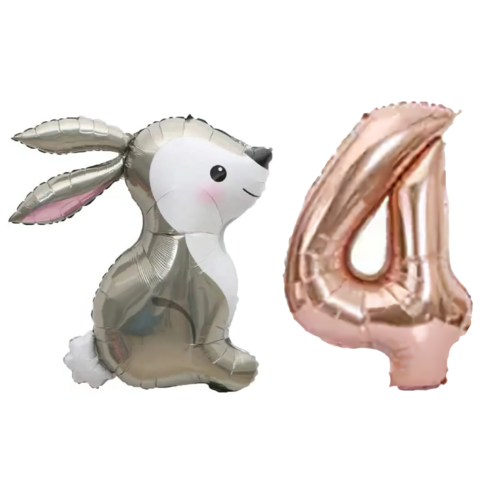 파파 파티 곰돌이 토끼 풍선 생일 파티 숫자 풍선 세트, 토끼 4, 1세트