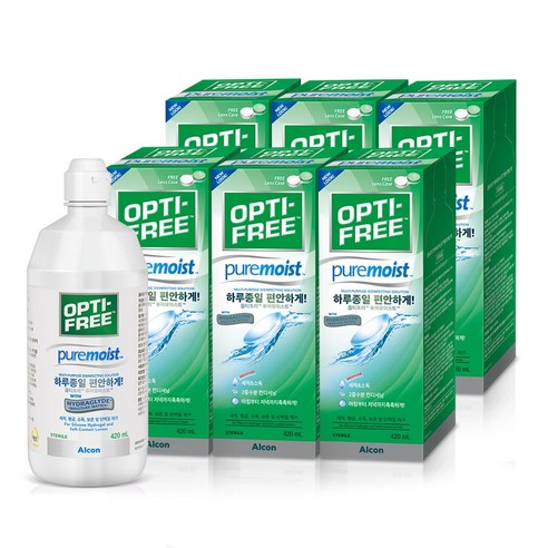 옵티프리 퓨어모이스트 렌즈세정액 + 렌즈케이스, 420ml, 6세트
