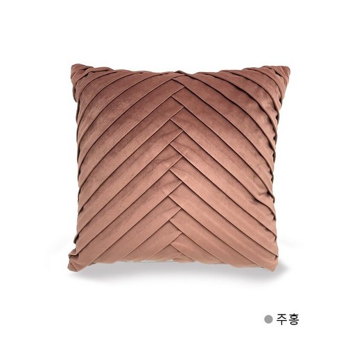 아마존 크로스 국경 핫 스타일 주름 헤링본 소파 베개 케이스 거실 소파 쿠션 등받이 베개, 45*45cm 싱글 베개, 레드