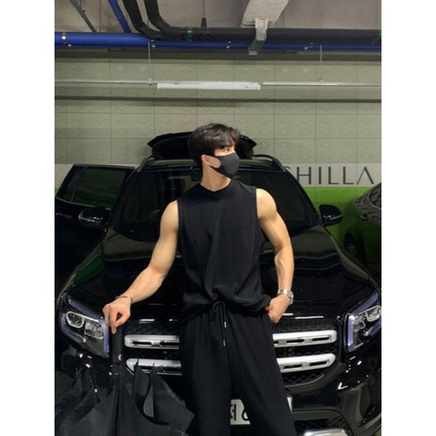 헬스와 스타일의 완벽한 조화: ANYOU 2장세트 나시+슬랙스