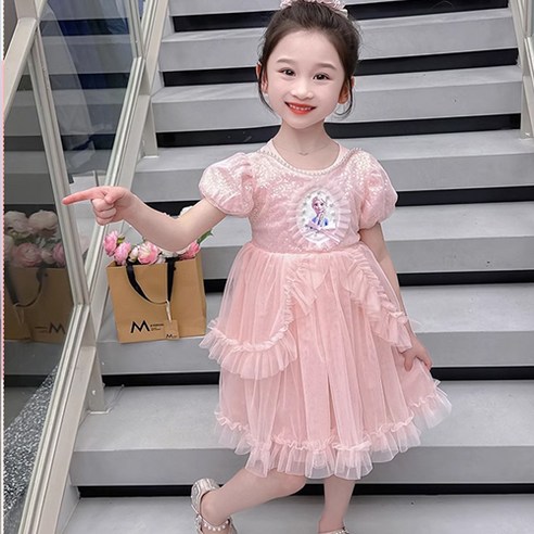 아이스쿨 여아 유아 썸머 베일 헤어핀세트 진주 엘사 원피스