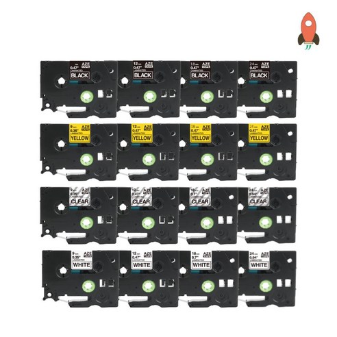 예스프라자 브라더 라벨프린터 테이프 3개 세트 호환 PT-P300BT PT-P710BT PT-D600 PT-D610BT, 9미리, 검정배경 흰색문자