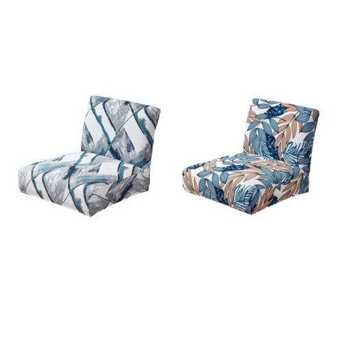 4x 이동할 수 있는 팔이 없는 의자 Slipcovers 침실 호텔을 위한 비 소파 덮개, 회색+파랑, 폴리에스터