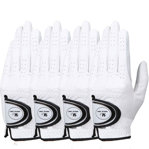 마르시아 남성용 반양피 골프장갑 왼손착용4장 21~26호, 화이트, 4개