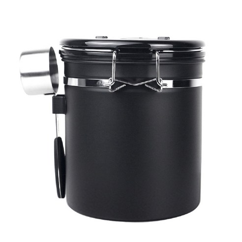 Sifei 스테인리스 스틸 이그조스트 씰드 탱크 커피보관용기 1.5L, 1개, Black