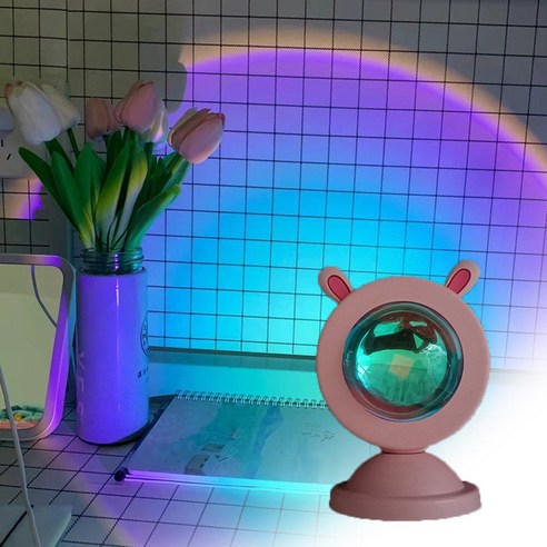 [XIG] LED 미니 일몰 프로젝션 램프 5V USB 분위기 밤 빛 배경 벽 장식 사진 빛 라이브 아름다움 Luzes 새로운, Rainbowrabbit3