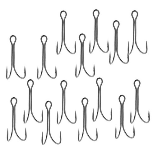 10pcs 고강도 낚시 후크 이중 이중 후크 고 탄소강 후크, 실버, 설명