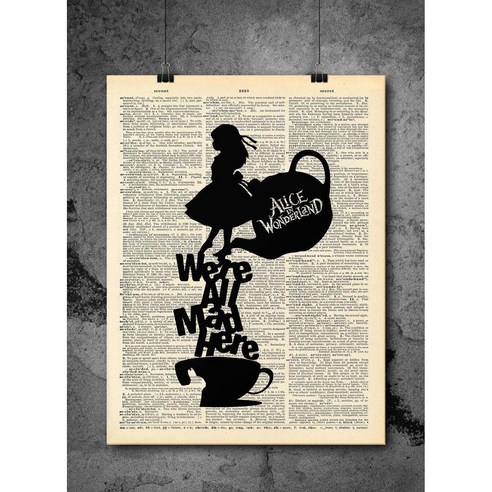 Alice In Wonderland Silhouette Tea Cup All Mad Her 이상한 나라의 앨리스 실루엣 찻잔 모두 여기에 화가 났어요 - 모두 여기에 화가 났어요