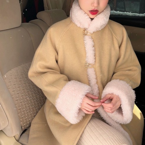 Mao모직 코트 여성 중간 길이 양모 코트 한국어 새로운 겨울 느슨한 울 코트 따뜻한