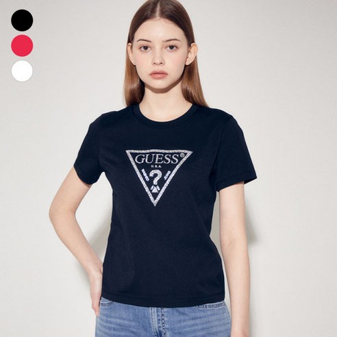 [게스진]게스 YP2K9434 여성 글리터 삼각로고 반팔 티셔츠