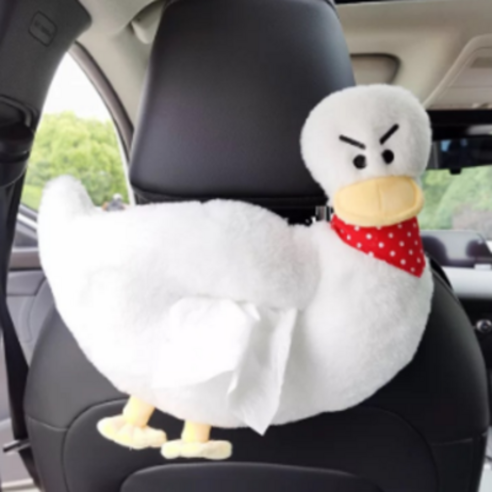 정직카 차량용 동물휴지케이스 휴지함 쓰레기함, 스카프 두른 오리