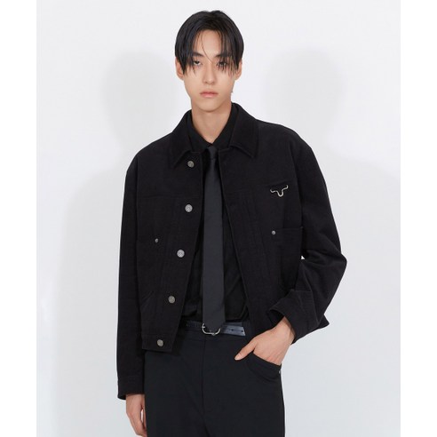 IL CORSO 크래프트 트러커 자켓 블랙 IEJU4F205BK 375419