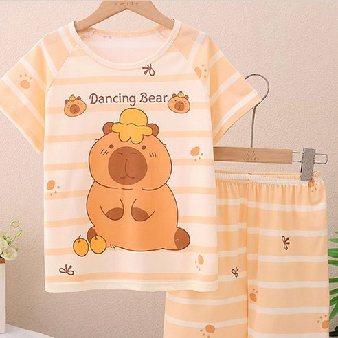 밤새 뒤척이는 우리 아이, 꿀잠을 선물할 비밀! 줄무늬 카피바라 잠옷 푸르르실내복