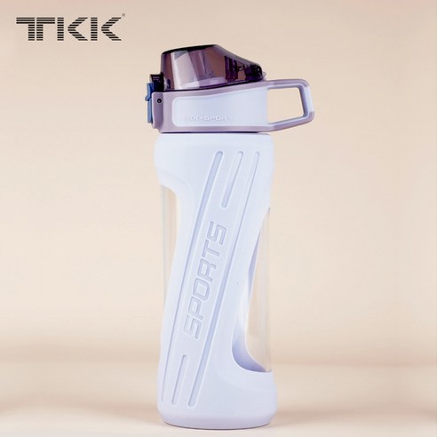 TKK 신형 창의 빨대 유리 물컵 대용량 단열 농구 컵 휴대용 투명 컵, 자주색, 400ml