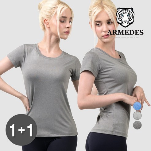 아르메데스 여성용 사방스판 기능성 라운드 쿨 반팔 티셔츠 AR-2112