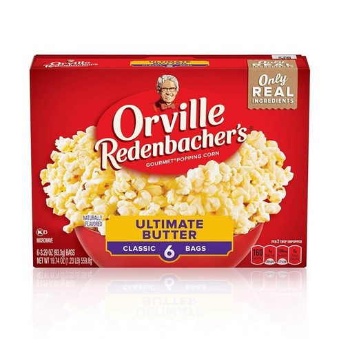 Orville 레드enbacher's Ultimate Butter 팝콘 93.3g3.3온스 클래식 백 6팩 559.6g19.5 ...