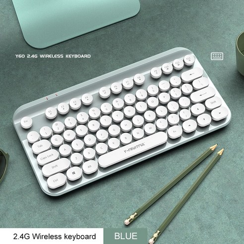 [시요] 2.4G 무선 키보드 USB 88 키 캡 음소거 게임 키보드 무선 PC 게이머 컴퓨터 노트북 Mac 사무실 작업 미니 키보드, 하나, green, 하나