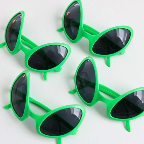 데이지룸 외계인 안경 선글라스 왹져 연출 파티 소품, 그린테두리 + 블랙알 4p
