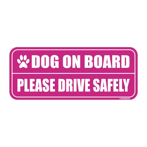 긱베어 도그온보드 차량용 자석 마그넷 Dog on board 강아지가 타고 있어요 반려견 자동차, 핑크, 1개