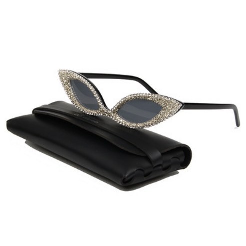 KORELAN 선글라스 여성 트렌드 블라인드 다이아몬드 수제 안경 휴가 선글라스 복고 특이한 고양이 눈