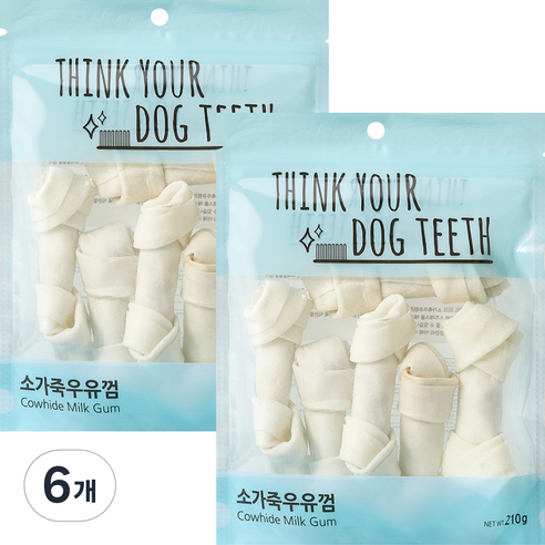 ThinkYourDogTeeth 반려견 우유껌 6개입, 소가죽, 210g, 6개