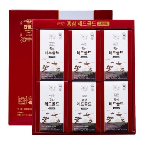 진웰스 6년근 홍삼 레드골드 70ml x 30포 + 쇼핑백세트