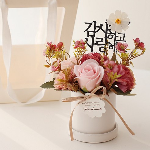 고품질 메르시 비누꽃 카네이션 화분 세트로 어버이날에 부모님을 감동하세요.