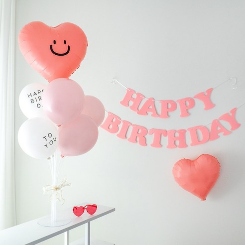 지에이엠 생일가랜드 생일파티 용품 세트, 1세트, 핑크가랜드