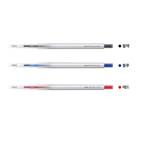 스타일핏 유니 단색펜 UMN-139 0.38mm, 블랙, 블루, 레드, 3개