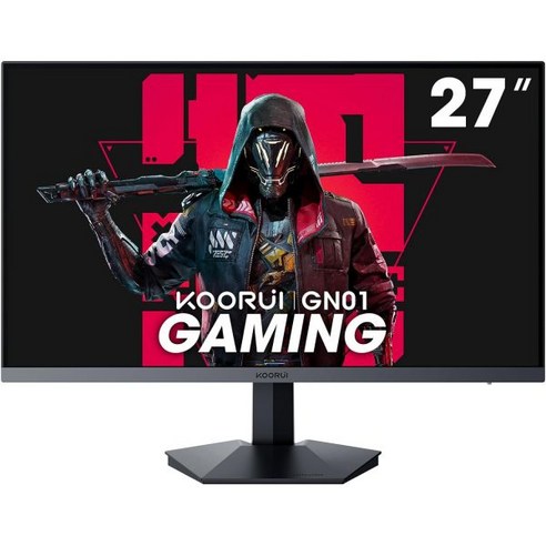 KOORUI 쿠로이 27인치 게이밍 모니터 240Hz 1ms FHD 1920x1080 90 DCIP3 100 sRGB 색역 적응형 동기화 호환 HDMI 디스플레이포트 블랙 GN02, BLACK_27inch/240hz/FHD