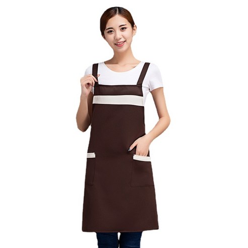 ANKRIC 앞치마 가정용 내장 3줄 멜빵 양 어깨 앞치마 주방앞치마, 커피 색상