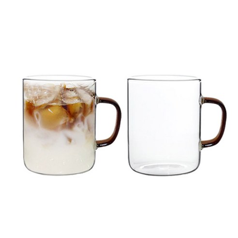 Bestra 홈카페 내열유리 머그컵 430ml, 브라운, 2개