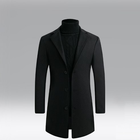 브랜드없음 가을/겨울 뉴 스타일 플러스 면 솔리드 컬러 모직 옷깃 남성 오버코트 재킷