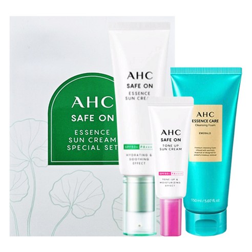 AHC 세이프온 에센스 선크림 스페셜 기획 세트-에센스 선크림 50ml + 톤업 선크림 20ml + 클렌징 폼 50ml, 1개