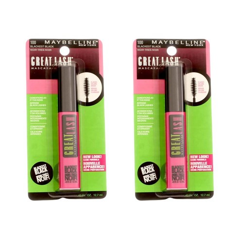 메이블린 그레이트 래쉬 마스카라 12.7ml, Blackest Black, 2개