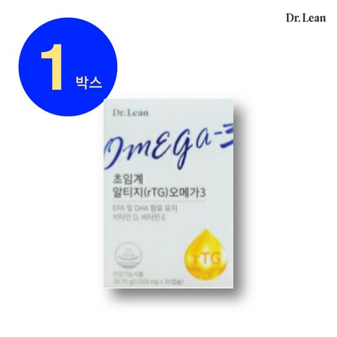 닥터린 rTG 오메가3 저온 초임계 알티지 송중기오메가+비타민D & E 함유, 30회분, 1개