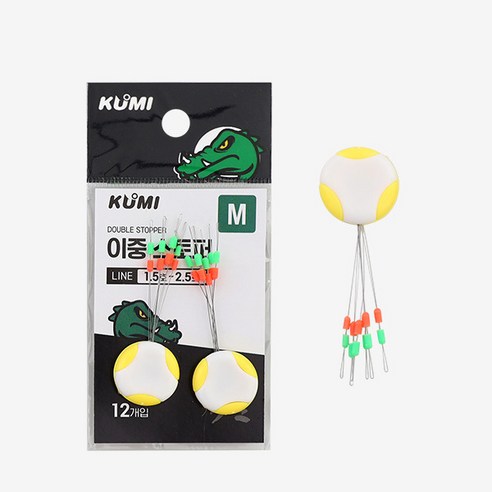 쿠미 이중 스토퍼 (12개입) 찌멈춤고무 민물낚시 민물소품 민물소품 이중찌고무 낚시용품, M (1.5-2.5호), 12개