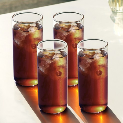 BESTAR 홈카페 투명 내열유리컵 430ml, 4개