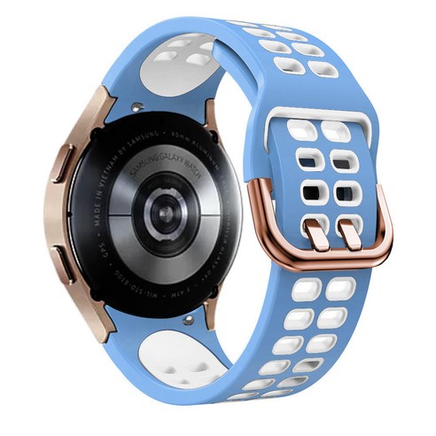삼성 갤럭시 시계 4 클래식 46mm 42mm / 44mm 42mm 실리콘 스포츠 밴드, Light blue White, galaxy watch 4 44mm
