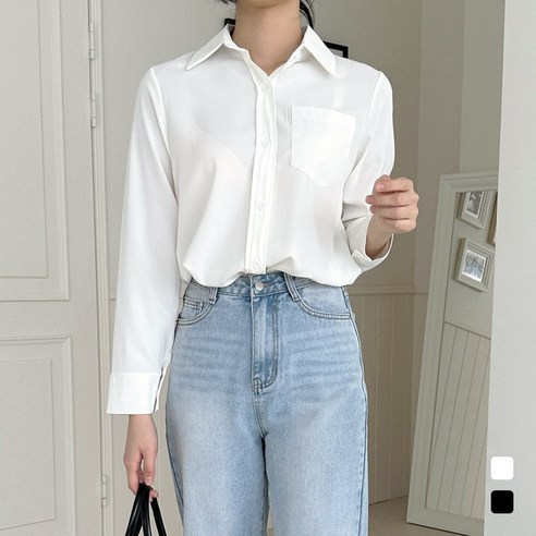 에이어낫 루즈핏 원포켓 쉬폰 셔츠 블라우스 (2color)