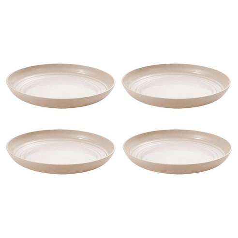 밀짚 섬유 깨지지 않는 식기 접시 석식 중식 조식용 파스타 국수 샐러드 디저트 요리 식기류 4종 세트, 베이지 25cm, 20cm 23cm 25cm, 폴리프로필렌