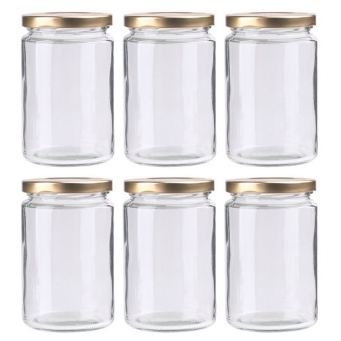 가인글로벌 공통400 원형 유리병 러그캡 골드, 6개, 350ml