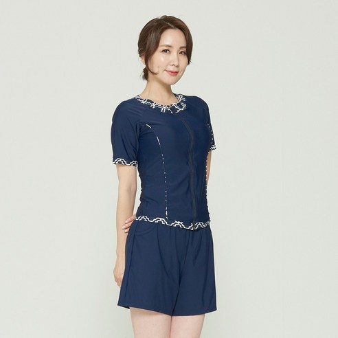 일리카이 여성용 네이비홀릭 래쉬가드 + 보드숏 세트